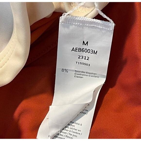 Women’s One-Piece Swimsuit M Orange Color Block V-Neck Wide Strap Cheeky - Picture 5 of 7